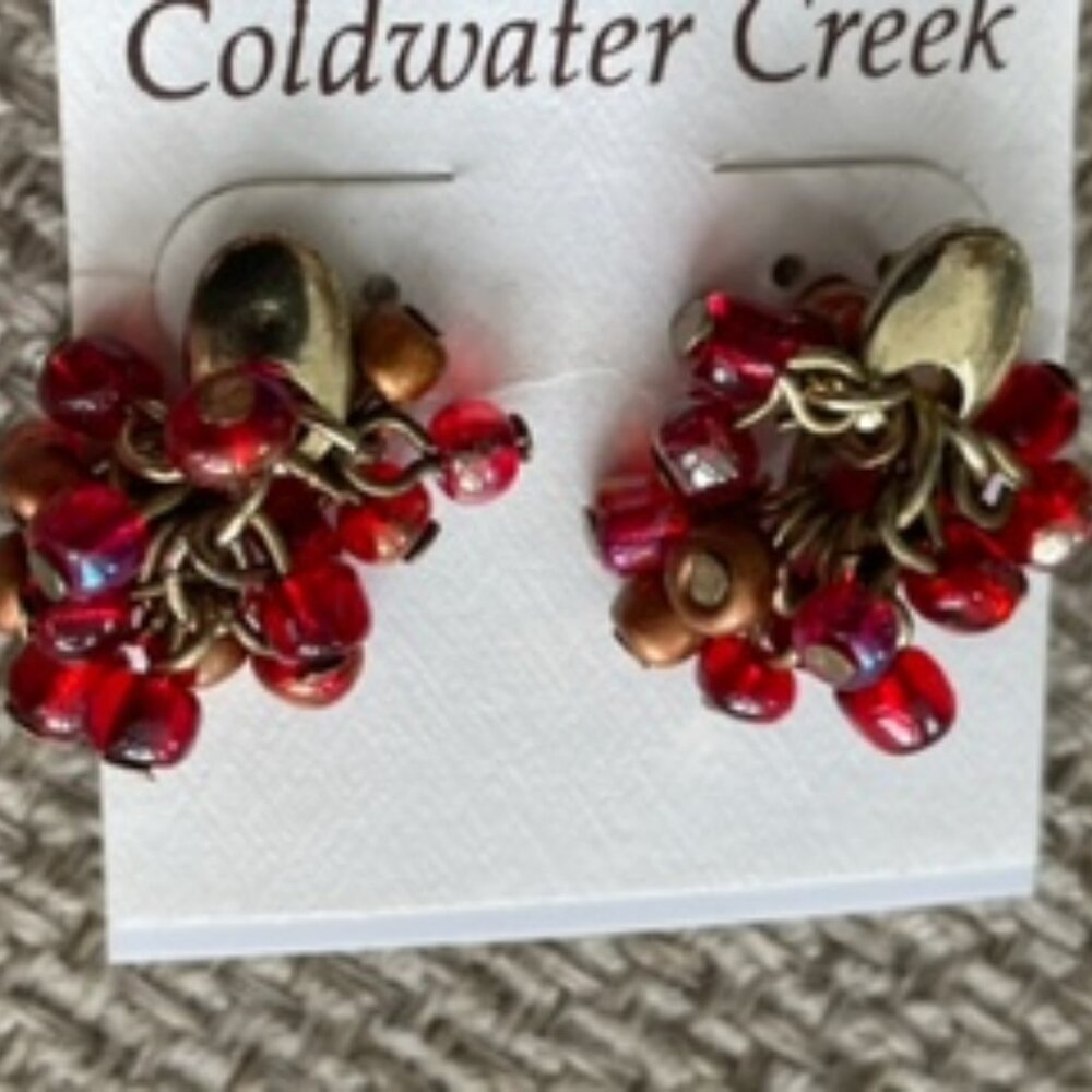 Coldater Creek cluster pierced earrings with red beads